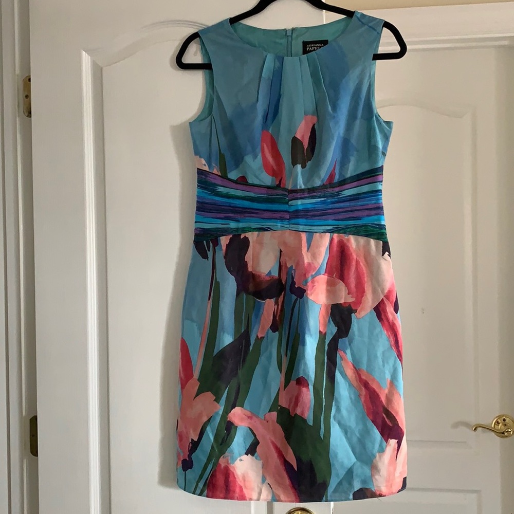 Adrianna Papell Blue Floral Sleeveless Top size 4